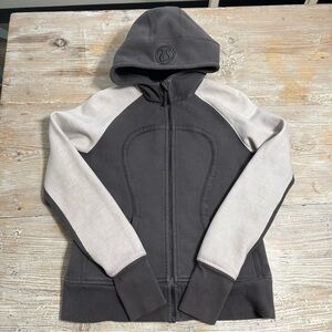 Lululemon Scuba Full Zip Hoodie Two Tone Gray and Cream Sz 12